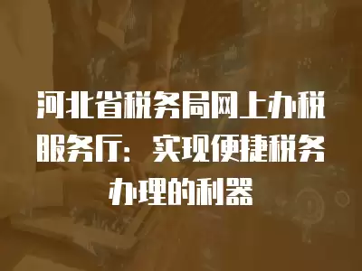 河北省稅務局網上辦稅服務廳：實現便捷稅務辦理的利器