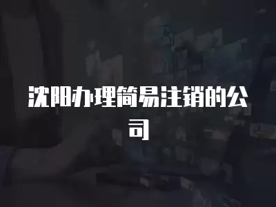 沈陽辦理簡易注銷的公司