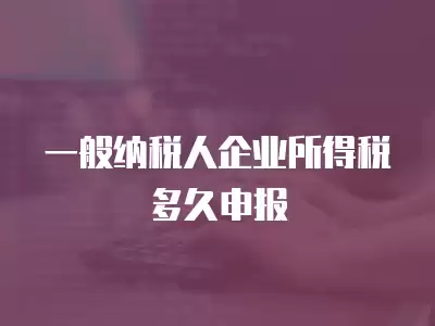 一般納稅人企業(yè)所得稅多久申報